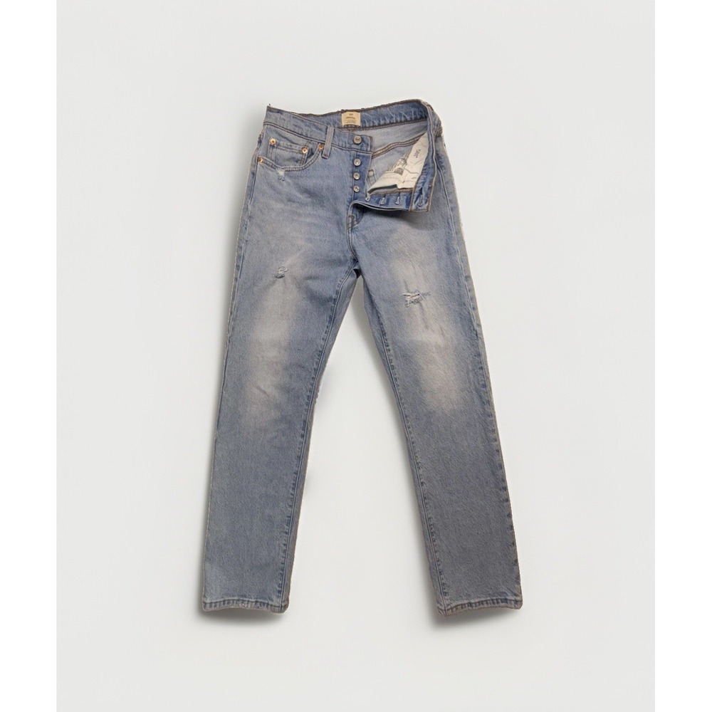Levi's Women's 501 Straight Jeans Blue Light Wash Denim Button Fly Size 27